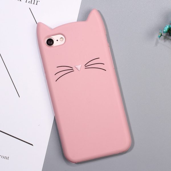 3D MEOW Bearded Cat Silicone Back Phone Case for iPhone SE (2020) SE (2022) 8 7 4.7 inch For Discount