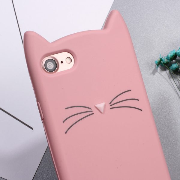 3D MEOW Bearded Cat Silicone Back Phone Case for iPhone SE (2020) SE (2022) 8 7 4.7 inch For Discount