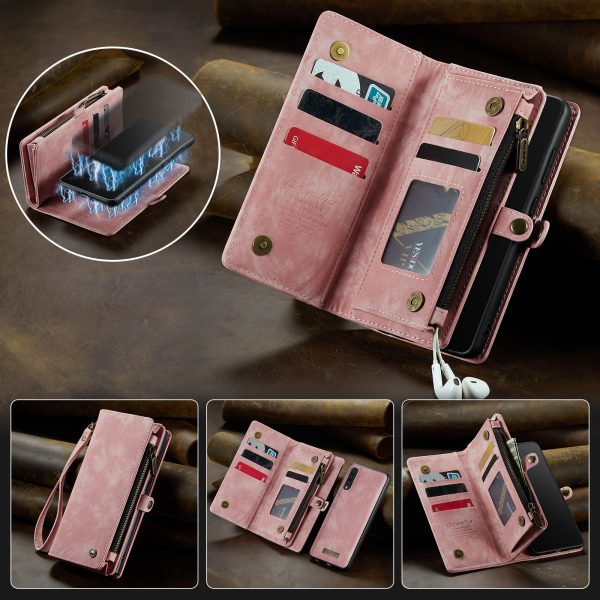 CASEME 008 Series for Samsung Galaxy A50   A50s   A30s Split Leather Phone Case 2-in-1 Detachable Zipper Wallet Stand Cover For Discount