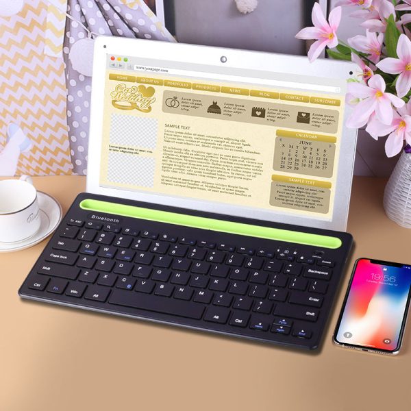 RK-908 Mobile Phone Tablet Universal Keyboard 87-Keys Mini Bluetooth Keyboard with Slot for iPad Portable Wireless Keyboard Support Dual Channel Cheap