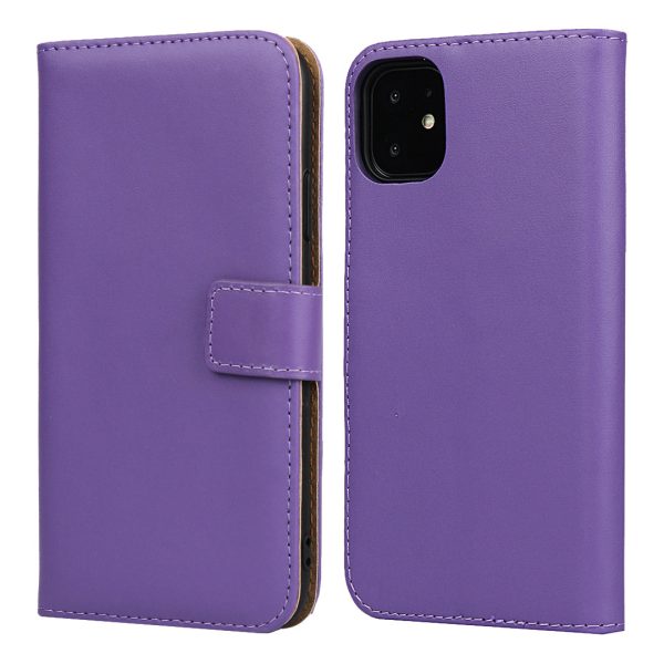 Folio Flip Anti-Scratch Genuine Leather Wallet Stand Phone Cover for iPhone 11 6.1-inch For Sale