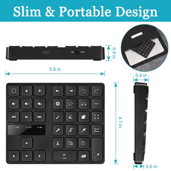 MC-533 Portable Slim Bluetooth Keypad for iPad Procreate APP, 35-Keys Drawing Keyboard One Hand Control Drawing Graphics Tablet Accessories for iOS, macOS For Cheap