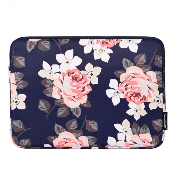 CANVASARTISAN H40-01 Shockproof Sleeve Bag for 14-inch Laptops Portable Storage Bag Rose Pattern Printed Carrying Case Sale