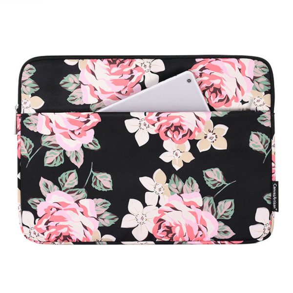 CANVASARTISAN H40-11 Rose Pattern Printed Anti-Drop Sleeve Bag for 11-inch Laptops Portable Carrying Case Shockproof Storage Bag with Outer Pouch Sale